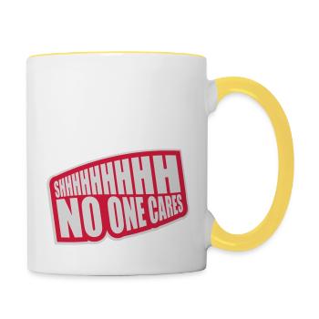 chut personne ne s’en soucie - Mug contrasté - blanc/jaune - Droite