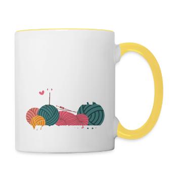 Beste Strickmutter aller Zeiten - Tasse zweifarbig - Weiß/Gelb - Rechts