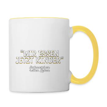Lehrer Schule Lehrerin Unterricht Geschenk - Tasse zweifarbig - Weiß/Gelb - Rechts