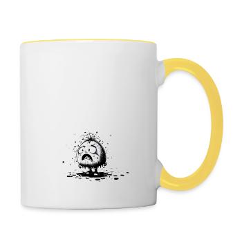 Cartoon Little Monster Ink Characters - Contrasting Mug - white/yellow - Right