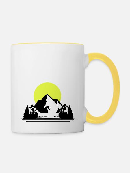 Mountains - Tasse zweifarbig - Weiß/Gelb