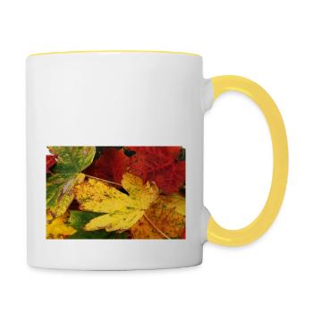 Herbstblätter - Tasse zweifarbig - Weiß/Gelb - Rechts