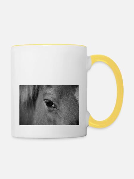 Pferdeauge - Tasse zweifarbig - Weiß/Gelb