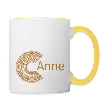 Für Anne - Tasse zweifarbig - Weiß/Gelb - Rechts