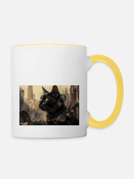 Cat Black 8 - Tasse zweifarbig - Weiß/Gelb
