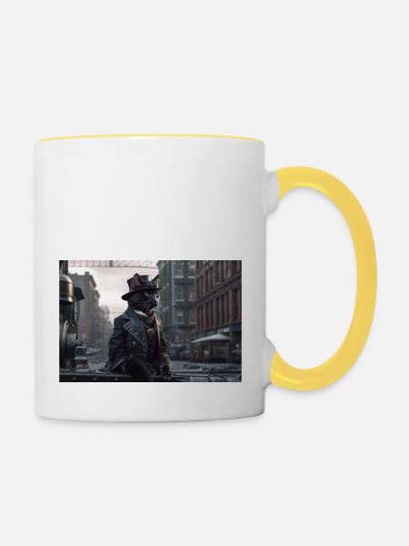 Cat Black7 - Tasse zweifarbig - Weiß/Gelb