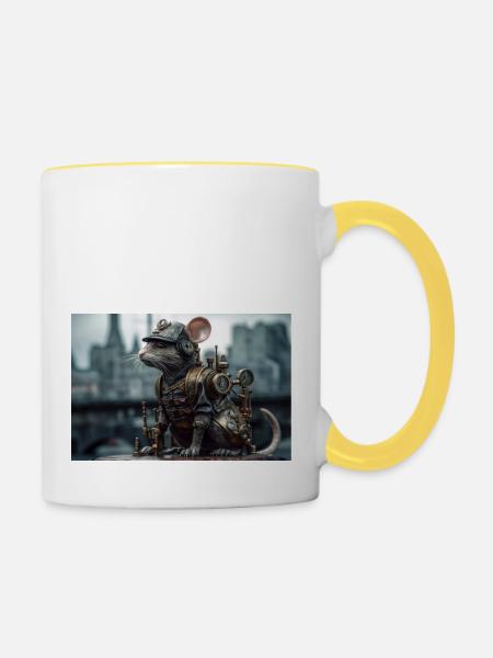 Ratte3 - Tasse zweifarbig - Weiß/Gelb