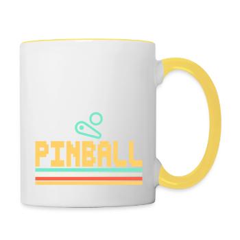 Pinball - Pinball machine Pinball play pixel - Contrasting Mug - white/yellow - Right