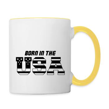 usa born in the 1 - Tasse zweifarbig - Weiß/Gelb - Rechts