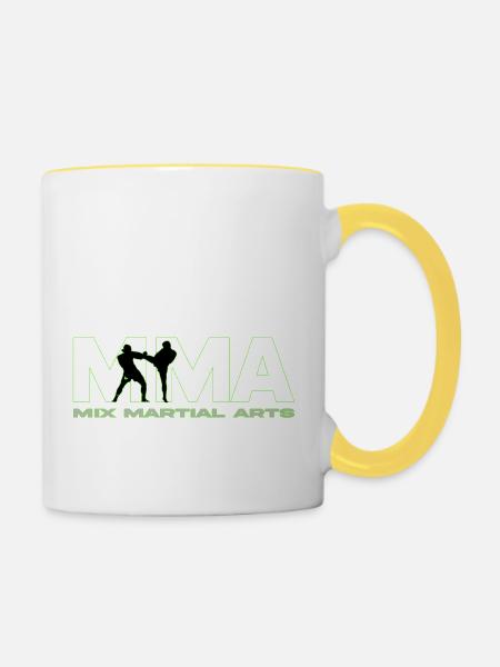 MMA Logo - Tasse zweifarbig - Weiß/Gelb