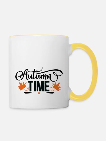 Autumn Time - Tasse zweifarbig - Weiß/Gelb