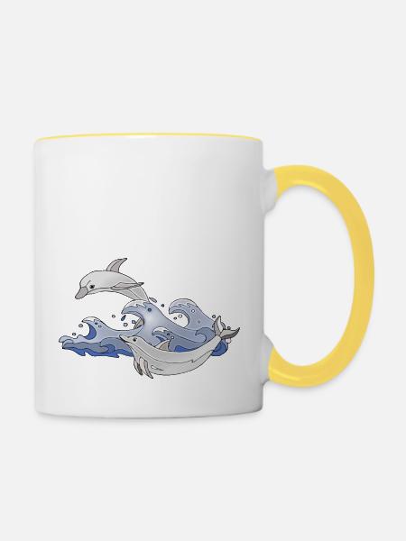 Delphine - Tasse zweifarbig - Weiß/Gelb