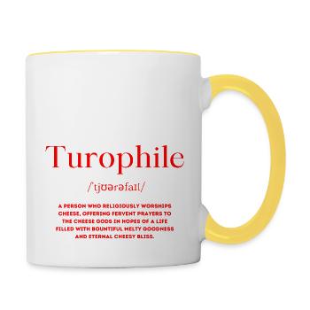 Turophile Définition Amateurs de fromage - Mug contrasté - blanc/jaune - Droite