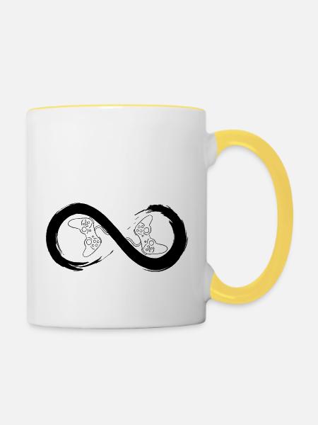 Unendliche Konsole - Tasse zweifarbig - Weiß/Gelb