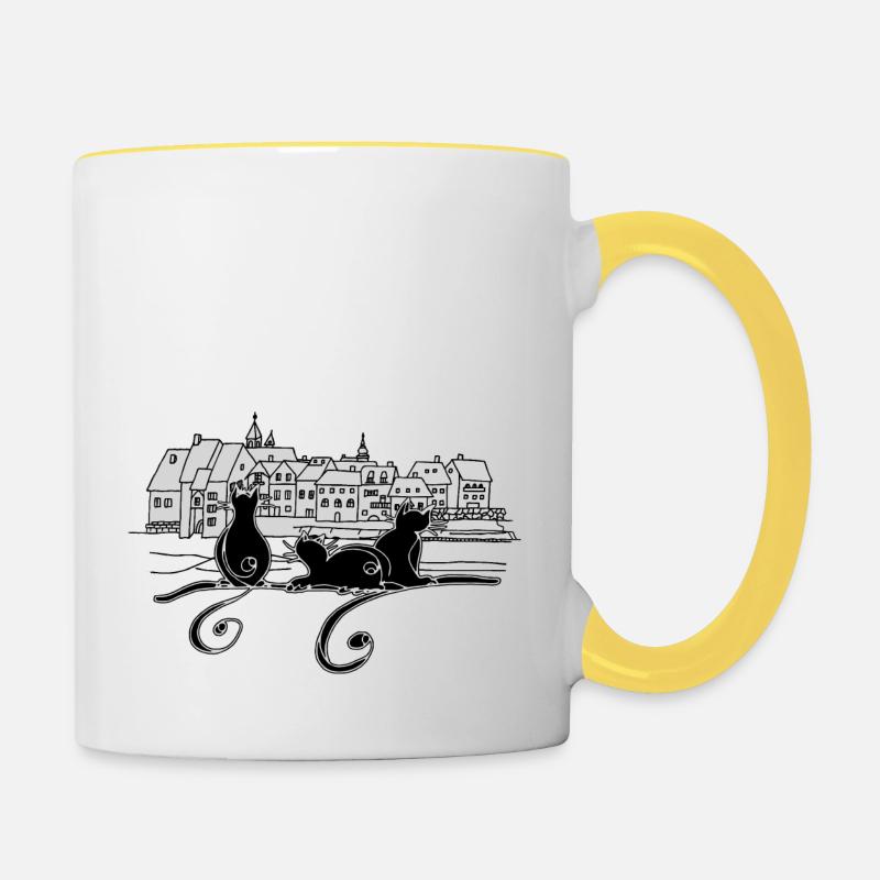 Chats - Mug contrasté - blanc/jaune