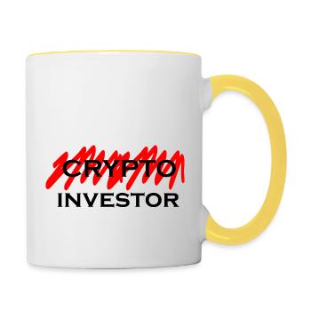 Trading de crypto-monnaies Bitcoin - Mug contrasté - blanc/jaune - Droite