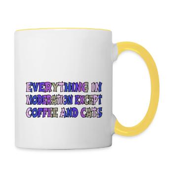 Avocados Office Big Cat Guenon Pet Coffee Cup - Contrasting Mug - white/yellow - Right