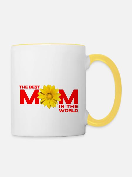 Die beste Mutter der Welt - Tasse zweifarbig - Weiß/Gelb