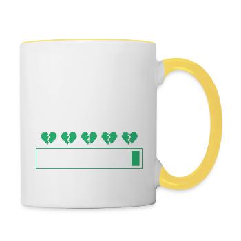 Lustiges Scheidung Glücklich Geschieden und - Tasse zweifarbig - Weiß/Gelb - Rechts