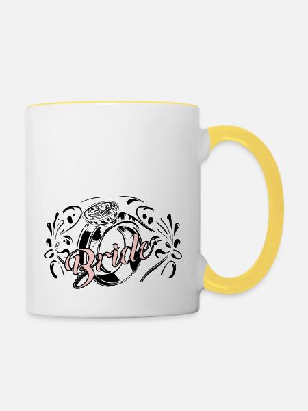 BRAUT, TSHIRT - Tasse zweifarbig - Weiß/Gelb