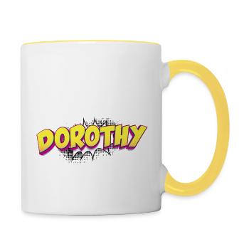 Dorothy Benutzerdefinierter Name Comic Book Stil Pop Art, - Tasse zweifarbig - Weiß/Gelb - Rechts