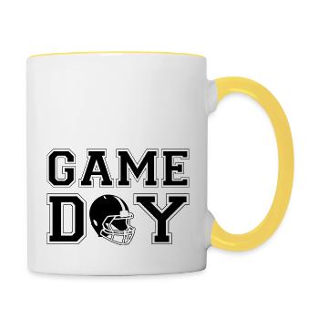 Game Day for Men Women Football Sunday Funday - Contrasting Mug - white/yellow - Right