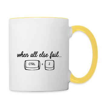 When all else fail CTRL Z (Undo) - Tasse zweifarbig - Weiß/Gelb - Rechts