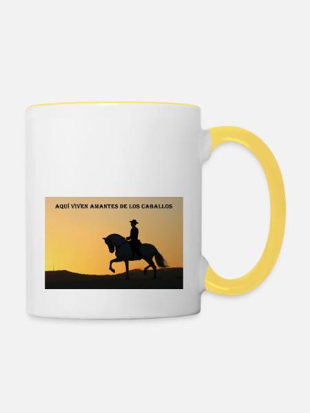 amantes de caballos - Tasse zweifarbig - Weiß/Gelb