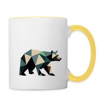 Ours, Polygone, Angulaire, Randonnée, Arbres, Animaux, Nature Sauvage, Nature - Mug contrasté - blanc/jaune - Droite