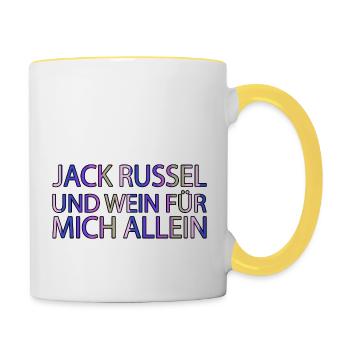 lustiger spruch geschenk bachhund pfote frankreich - Tasse zweifarbig - Weiß/Gelb - Rechts