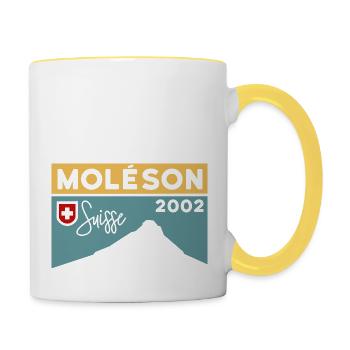 Moléson Wanderung wandern Fribourg Andenken - Tasse zweifarbig - Weiß/Gelb - Rechts