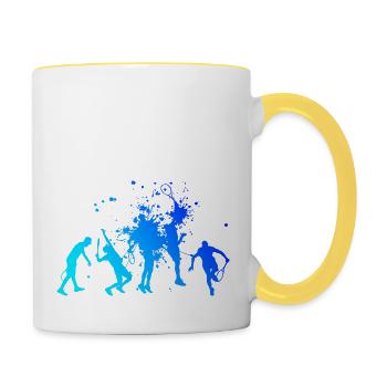 Tennisspielen Tennis spielen Tennisspieler - Tasse zweifarbig - Weiß/Gelb - Rechts