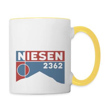 Niesen Randonnée Randonnée Souvenir Lac de Thoune - Mug contrasté - blanc/jaune - Droite