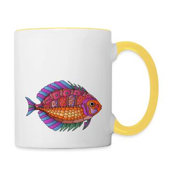 Fisch - Tasse zweifarbig - Weiß/Gelb - Rechts