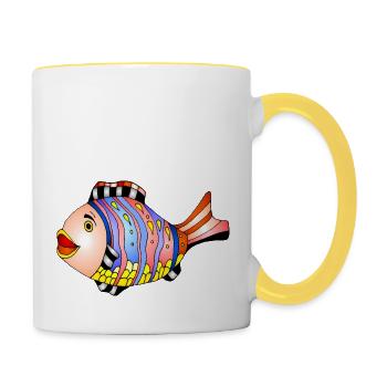 Poisson - Mug contrasté - blanc/jaune - Droite