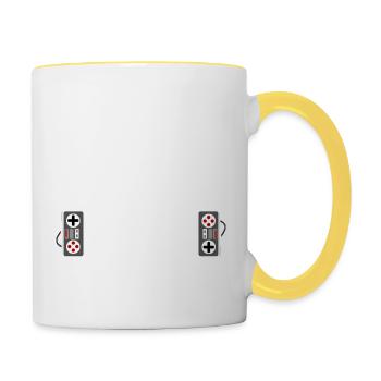 I Don't Always Play Video Games Sometimes I Eat - Contrasting Mug - white/yellow - Right