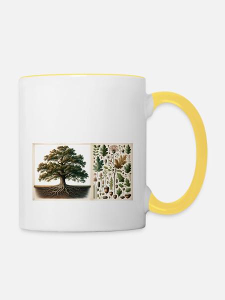 Oak Tree Botanical - Tasse zweifarbig - Weiß/Gelb
