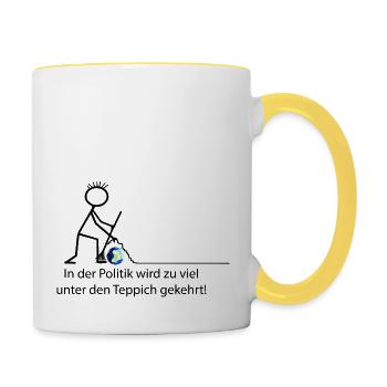 Politik ist nicht immer sauber! - Tasse zweifarbig - Weiß/Gelb - Rechts