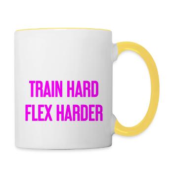 Train Hard Flex Harder - Contrasting Mug - white/yellow - Right
