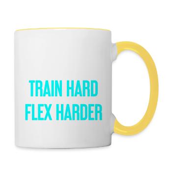 Train Hard Flex Harder - Contrasting Mug - white/yellow - Right
