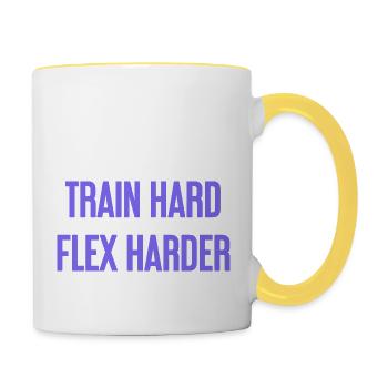 Train Hard Flex Harder - Contrasting Mug - white/yellow - Right