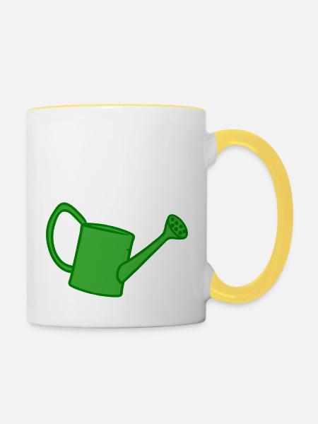Gießkanne - Tasse zweifarbig - Weiß/Gelb
