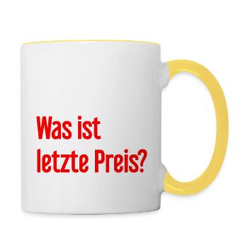 Was ist letzte Preis? - Tasse zweifarbig - Weiß/Gelb - Rechts