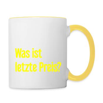 Was ist letzte Preis? - Tasse zweifarbig - Weiß/Gelb - Rechts
