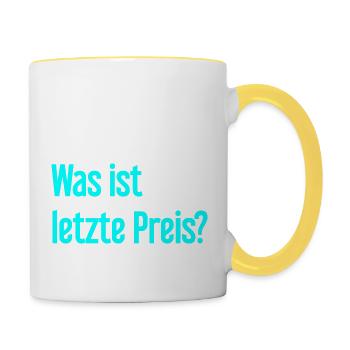 Was ist letzte Preis? - Tasse zweifarbig - Weiß/Gelb - Rechts