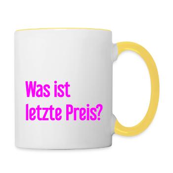 Quel est le dernier prix ? - Mug contrasté - blanc/jaune - Droite