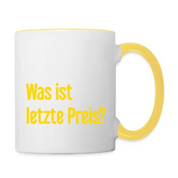 Quel est le dernier prix ? - Mug contrasté - blanc/jaune - Droite