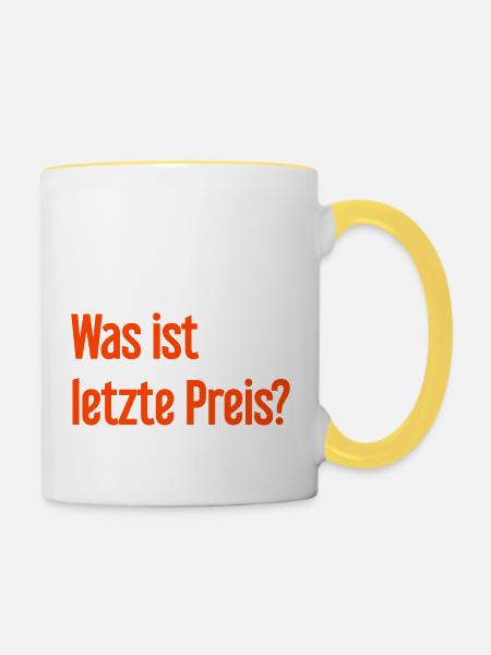 Was ist letzte Preis? - Tasse zweifarbig - Weiß/Gelb