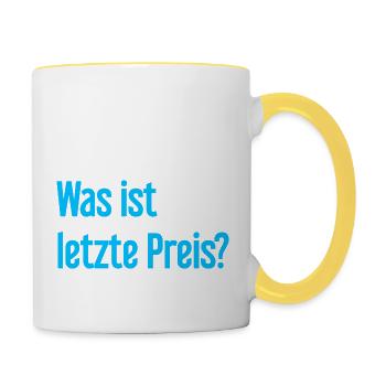 Was ist letzte Preis? - Tasse zweifarbig - Weiß/Gelb - Rechts