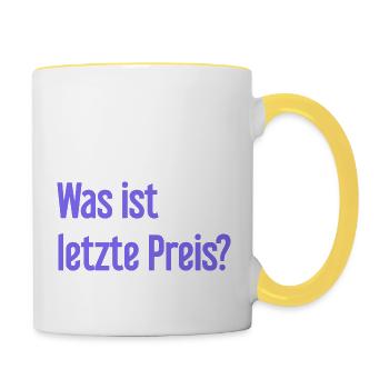 Was ist letzte Preis? - Tasse zweifarbig - Weiß/Gelb - Rechts